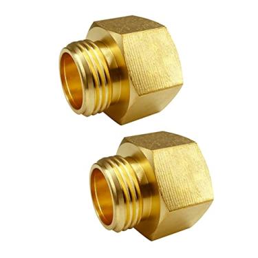 Imagem de GESHATEN Conector fêmea NPT macho 1" de 3/4" GHT fêmea, encaixe de mangueira de jardim de bronze, adaptador, mangueira de jardim de metal industrial para conexão de acessórios de tubulação (embalagem com 2)