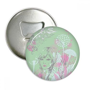 Imagem de Imã de geladeira com estampa de asas de dente-de-leão e flores para meninas