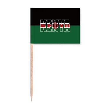 Imagem de Bandeira do país do Quênia com nome Art Deco presente moda palito de dentes marcadores decoração de festa