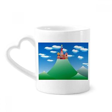 Imagem de Caneca chinesa francesa castelo nuvem de montanha caneca café cerâmica copo de coração de vidro