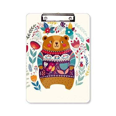 Imagem de Placa de suporte A4 com desenho animado urso animal prancheta rosa