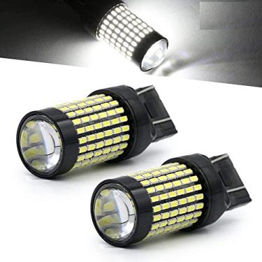 Imagem de Syneticusa 7440 7443 Lâmpadas de LED brancas de freio estroboscópico super brilhantes W21W T20 Wedge alta potência 3014 SMD 12V luzes de parada intermitentes de substituição para carros, caminhões