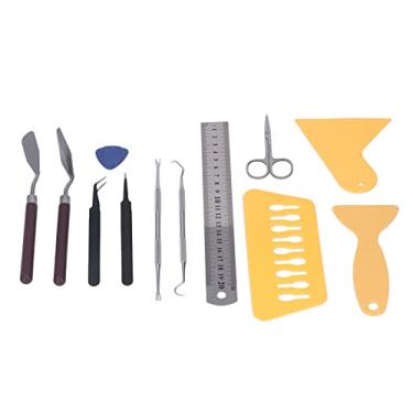 Imagem de Kit de Ferramentas de Capina de Vinil 13 Pçs Afiadores de Desenho Faça você Mesmo Artesanato Resistente Ao Desgaste Básico Kit de Capina de Artesanato Com Enxada Agulha Pinça Tesoura Raspador