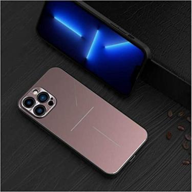 Imagem de Capa de metal de alumínio Armor para iPhone 14 Plus 13 Pro Mini 12 Pro MAX 11 Capa protetora de câmera à prova de choque, ouro rosa, para iPhone 14 Pro