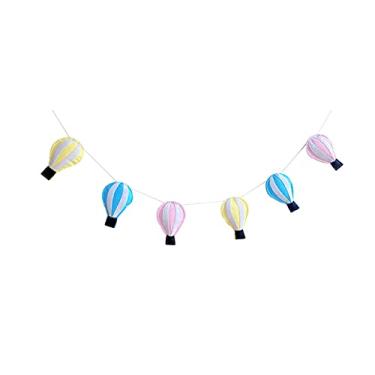 Imagem de Corda de balão de ar quente colorida para pendurar na parede com balão de ar quente para decoração de quarto, chá de bebê, artigos de decoração de festa