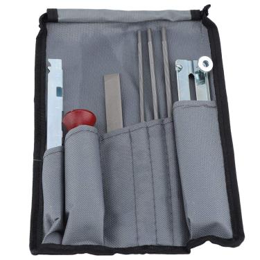 Imagem de Kit de lima para motosserra 8 pçs/conjunto medidor de profundidade Kit de ferramentas para afiação de motosserra Arquivos redondos para motosserra, medidor de profundidade, guia de arquivo, medidor de verificação rápida, limpador, alça, bolsa