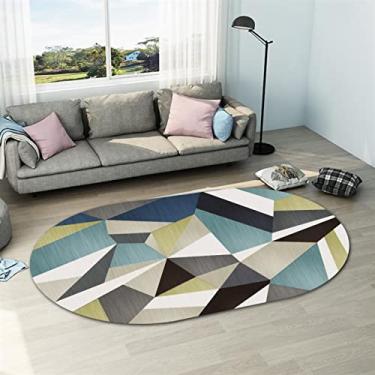 Imagem de Tapete Tapete de área geométrica moderna oval, carpete para quarto, sala de estar, 2,6 x 3,9 pés Decoração de Casa (Color : D, Size : 2.6X3.9 ft)