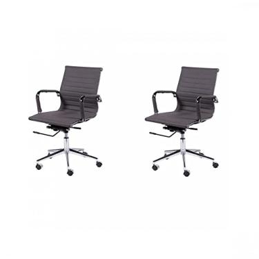 Imagem de Kit 2 Cadeiras Esteirinha Baixa Giratória Office Eames Or Design Cinza/cromado