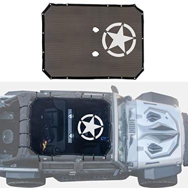 Imagem de Capa de proteção solar completa de malha, a capa superior de poliéster JK da bestaoo Jeep Wrangler oferece proteção solar UV para JK Wrangler 2007-2017 4 portas - Estrela e Bandeira dos EUABESTAOO preto JK-ZYW4