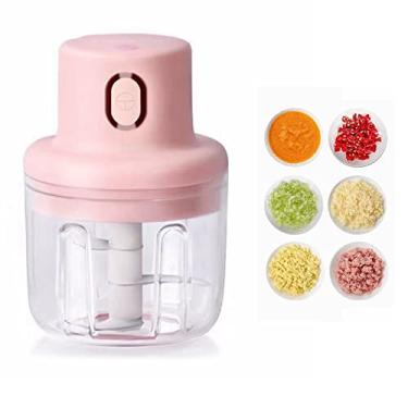 Imagem de CAPRIZ Mini cortador de alho elétrico, recarregável por USB, portátil, sem fio, mini processador de alimentos, 250 ml, cortador de alho sem fio, cortador de alimentos para vegetais, frutas, pimenta, cebola, alho
