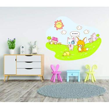 Imagem de Adesivo De Parede Infantil Cute Animal Tam Total 50cm X 70cm