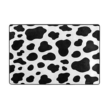 Imagem de ALAZA My Daily Cow Tapete de área de manchas preto e branco, 6,5 cm x 9,5 cm, sala de estar, quarto, cozinha, tapete impresso em espuma leve