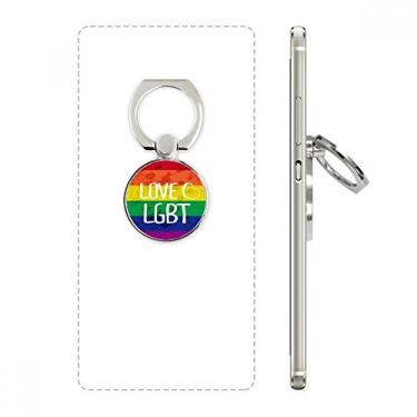 Imagem de Love LGBT Suporte de anel de coração para telefone com tinta arco-íris, suporte de laço ajustável