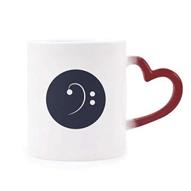 Imagem de Caneca preta sensível ao calor branca Music Bass Clef vermelha muda de cor