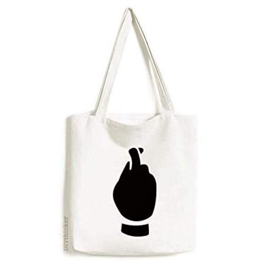 Imagem de Bolsa sacola de lona preta com desenho de gesto bolsa de compras casual bolsa de mão