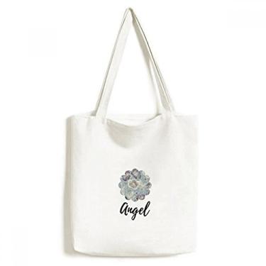 Imagem de Bolsa de lona com desenho cinza e flor de planta bolsa de compras casual