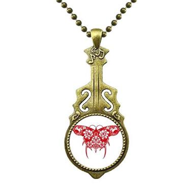 Imagem de DIYthinker Colar de borboleta de pipa chinesa vermelho com pingente de música de guitarra antiga