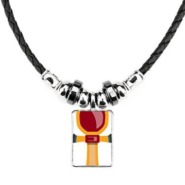 Imagem de DIYthinker Colar Egito Vermelho Amarelo Azul Cetro Joia Torque Pingente de Corda de Couro