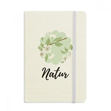 Imagem de Caderno de plantas de desenho de pêssego branco oficial de tecido capa dura diário clássico