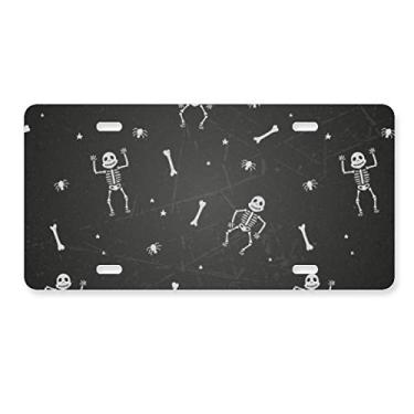 Imagem de DIYthinker Adorável esqueleto aranha Halloween placa de carro decoração de aço inoxidável