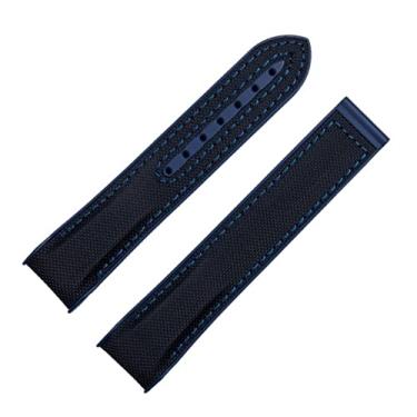 Imagem de DFAMIN 20mm 22mm Nylon Rubber Watchband Para Omega Strap SEAMASTER PLANET OCEAN Deployant Fecho Acessórios Pulseira Corrente (Cor: Azul, Tamanho: 20mm-Fivela Preta)