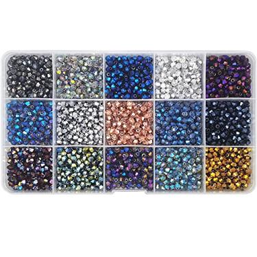 Imagem de INSPIRELLE Aproximadamente 2400 peças de contas bicone multicoloridas galvanizadas de 4 mm para fazer pulseiras de joias de vidro de cristal facetadas a granel