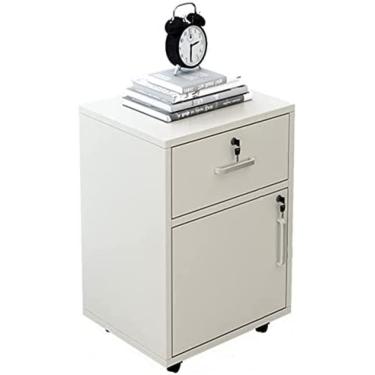 Imagem de Armário De Arquivo Vertical Armário De Arquivo Móvel De Chão Com Roda Armário De Dados Armazenamento Móveis De Mesa Para Casa,Branco,57x37x40cm,Collector88