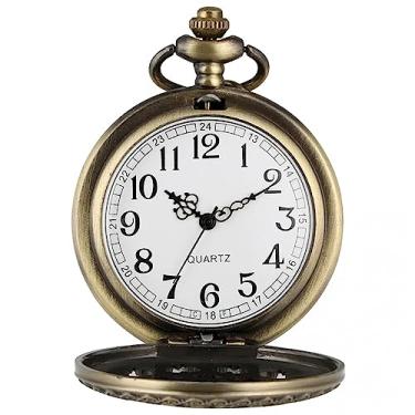 Imagem de ZALTAS Bronze Spider Web Quartzo Relógios de bolso colar relógio oco pingente bolso Fob Chain Clock