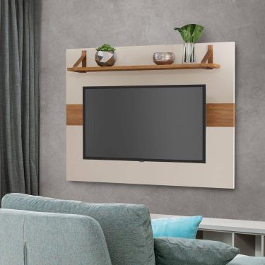 Imagem de Painel Suspenso para TV até 50 Pol. Cor Off White/Nature MDF