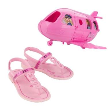 Imagem de Sandalia Barbie Rasteira Meninas Com Brinquedo Avião 22936