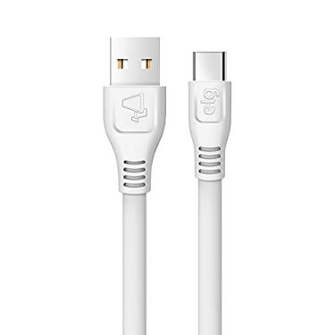Imagem de CABO FLAT USB TIPO-C REVERSÍVEL - SINCRONIZAÇÃO/RECARGA - EMBORRACHADO - COMPRIMENTO 1M - BRANCO - ELMC10WH