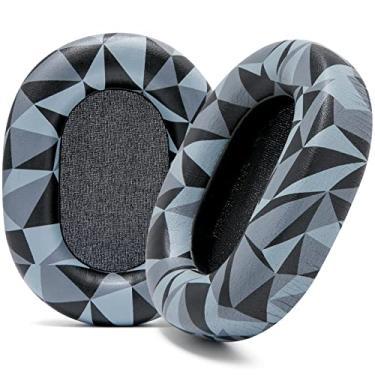 Imagem de WC Wicked Cushions Earpads Earsos Extra para Sony XM5 - Almofadas de couro PU macio, ruído luxuoso isolando espuma de memória, espessura adicional | Geo Gray
