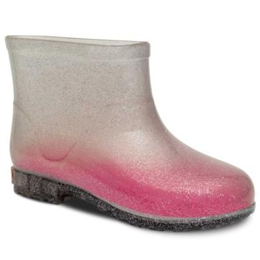 Imagem de Bota Galocha Infantil Impermeável Nº 21 ao 26 Cano Baixo Menina Menino 09.46 (Glitter Prata, BR, Criança de 4 a 8 anos, Numérico, 26)