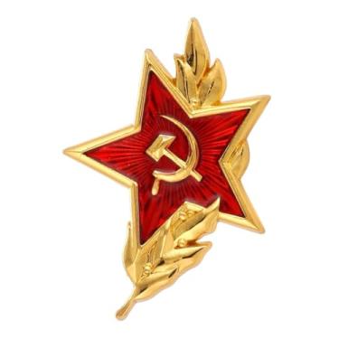Imagem de Ficsowy Broche de esmalte vintage soviético símbolo de martelo de foice emblema de lapela broche para homens e mulheres, Zinco, Sem Pedra Preciosa
