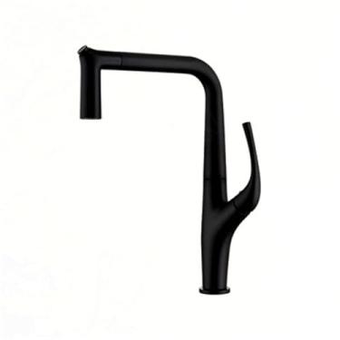 Imagem de Torneira de cozinha luxuosa com filtro de água, guindaste de latão para cozinha, preto, misturador de pia, 3 vias, preto