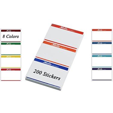 Imagem de Etiquetas adesivas adesivas coloridas Hello Border, etiquetas multiuso - 200 adesivos, adesivo forte (9 x 5,7 cm)