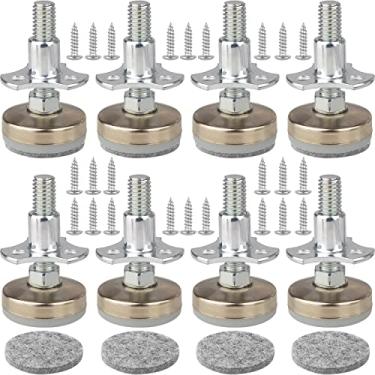 Imagem de Pés de nivelamento de móveis resistentes, niveladores de perna ajustáveis para mesas, cadeiras, armários, sofá, elevador, suporte de 1,197 kg, kit de porcas T de 3/20.3 cm-16 fios, base grande, com 8