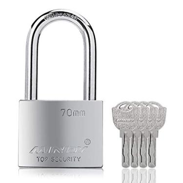 Imagem de Cadeados longos de 70 mm para uso ao ar livre, resistente a todos os climas, trava resistente de liga de aço com 4 chaves