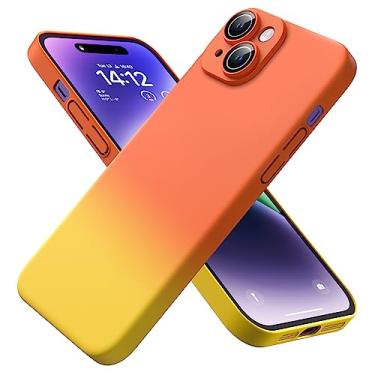 Imagem de YSLBWLE Capa para iPhone 14 Plus, nova capa fina projetada, [proteção contra quedas de grau militar de 3 m], com protetor de lente, gradiente, laranja + amarelo7-IP14 Plus-01
