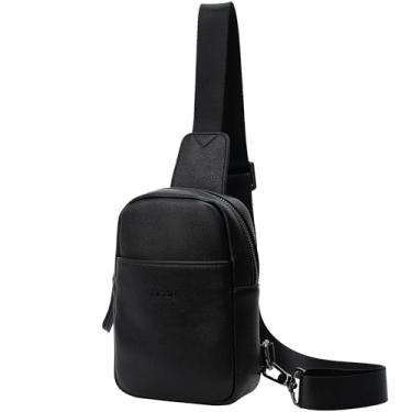 Imagem de Alldaily Bolsa tiracolo feminina pequena bolsa transversal de couro moderna bolsa de peito para viagens, pochete, Preto