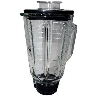 Imagem de Blendin Conjunto de pote de vidro quadrado com lâmina, gaxeta, base e tampa. Compatível com liquidificadores Oster