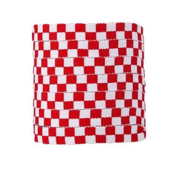 Imagem de Checkered Grid Flat Shoelace Sneaker Shoe Laces Colors Shoestring Printing Ribbons Shoelaces Lacing(Red white,160cm)