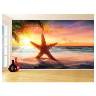 Imagem de Papel De Parede 3D Praia Areia Estrelas Mar Céu 3,5M Npr334