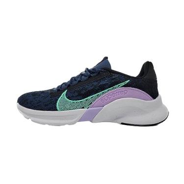 Imagem de Nike Tênis de treino feminino SuperRep Go 3 Flyknit NN Next Nature, Preto/Verde Brilhante Azul Marinho, 42