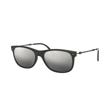 Imagem de Óculos de sol quadrado Ray-Ban RB4318, espelho gradiente preto fosco/prata polarizado, 55 mm