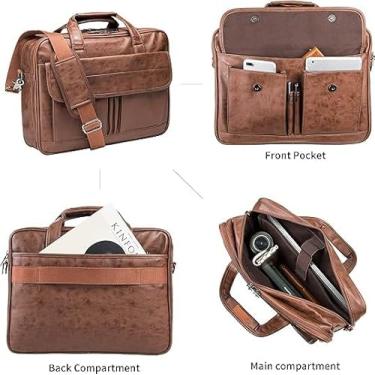 Imagem de Maleta de Couro PU Retro Clássica Masculina, Bolsa de Negócios, Bolsa de Ombro Crossbody, Estojo para Notebook, Nova
