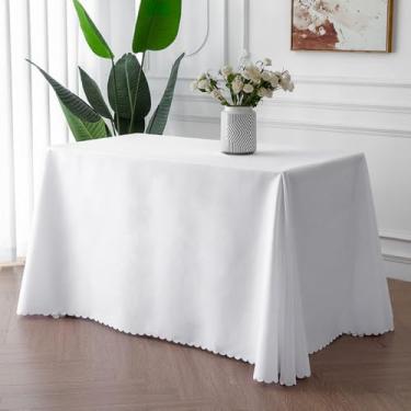 Imagem de Toalha de mesa retangular de tecido de poliéster, recepção de casamento, restaurante, banquete, máquina de festa, lavável, decoração de mesa de festa, branca, 180 x 280 cm