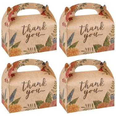Imagem de Pacote com 36 caixas de lembrancinhas de festa marrom Kraft para casamento, chá de panela, Natal, todas as ocasiões, caixas florais de agradecimento para pequenas empresas 15 x 9 x 9 cm