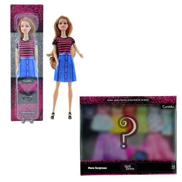 Imagem de Kit Boneca Dream Doll - Cabelo Ruivo (2900E) + Kit com 9 Vestidos Sortidos (2920)