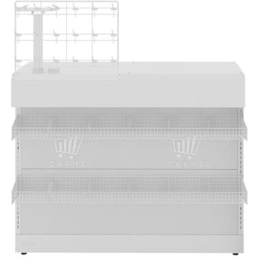 Imagem de Balcão Caixa Para Comércio 1,20m Com Expositor E Bandeja Em Aço Amapá